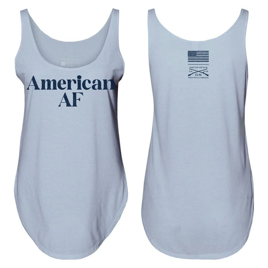 Women's American AF Flowy Tank - Stonewash Denim