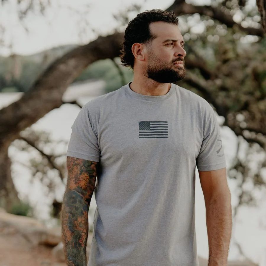 Freedom Flag T-Shirt - Dark Heather Gray