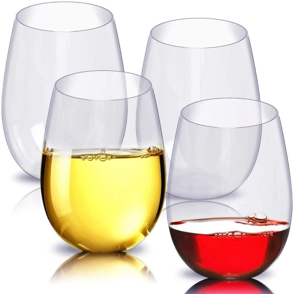 * Plastic Stemless Wine Glass