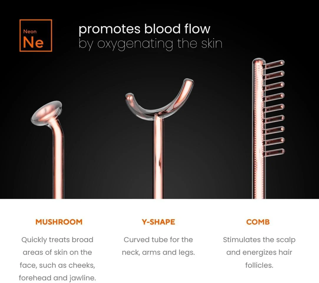 NuDerma Professional Skin Therapy Wand - Portable Skin Therapy Machine with 6 Neon
