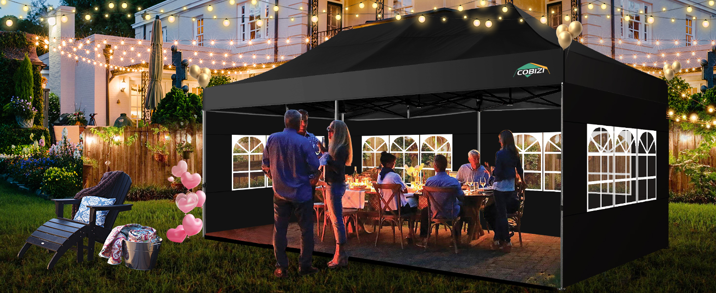 Heavy duty 10x20 commercial pop up canopy with 6 sidewalls