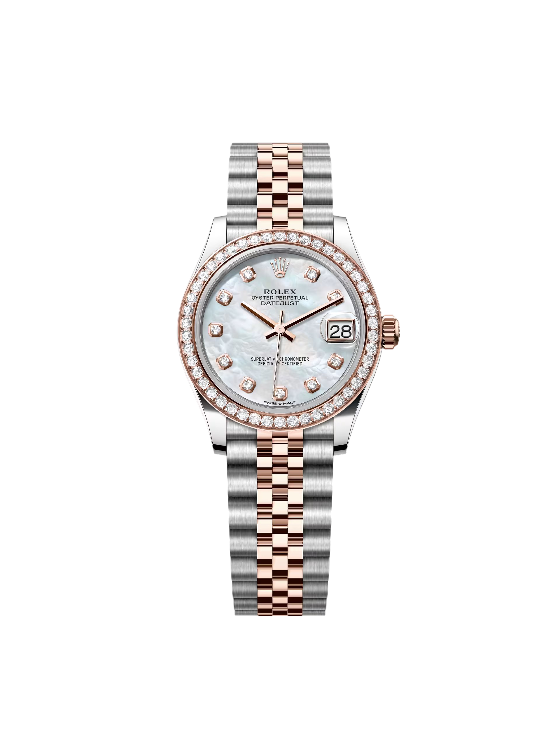 Rolex Datejust m278381-0025/0026 Mother-of-Pearl Diamond 31mm Dial Diamond-Set Bezel and Oyster Bracelet Watch