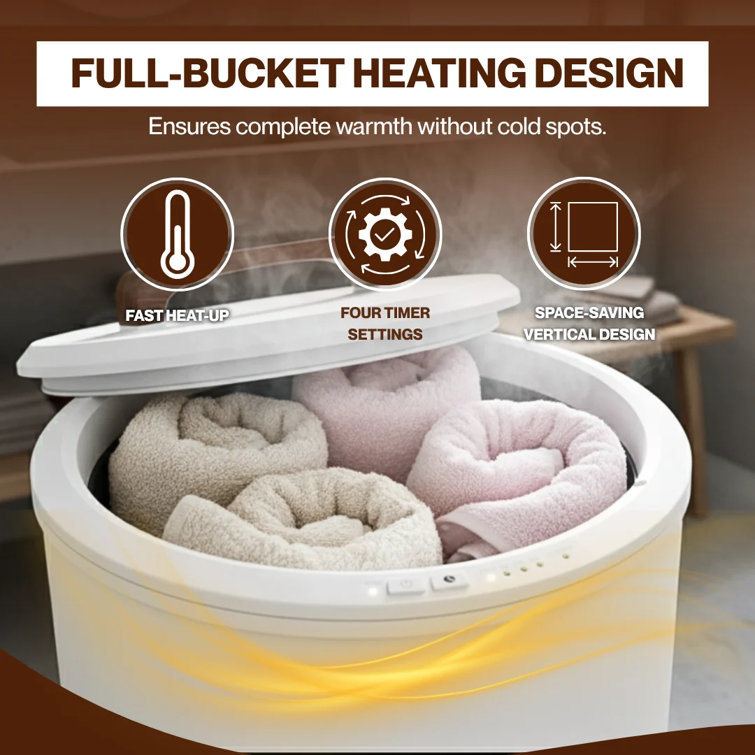 Extra Large Electric Towel Warmer Bucket with 4 Timer Settings Extra Large Electric Towel Warmer Bucket with 4 Timer Settings