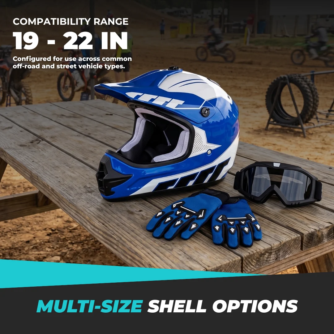 Youth Full Face Dirt Bike Helmet with Goggles and Gloves Set