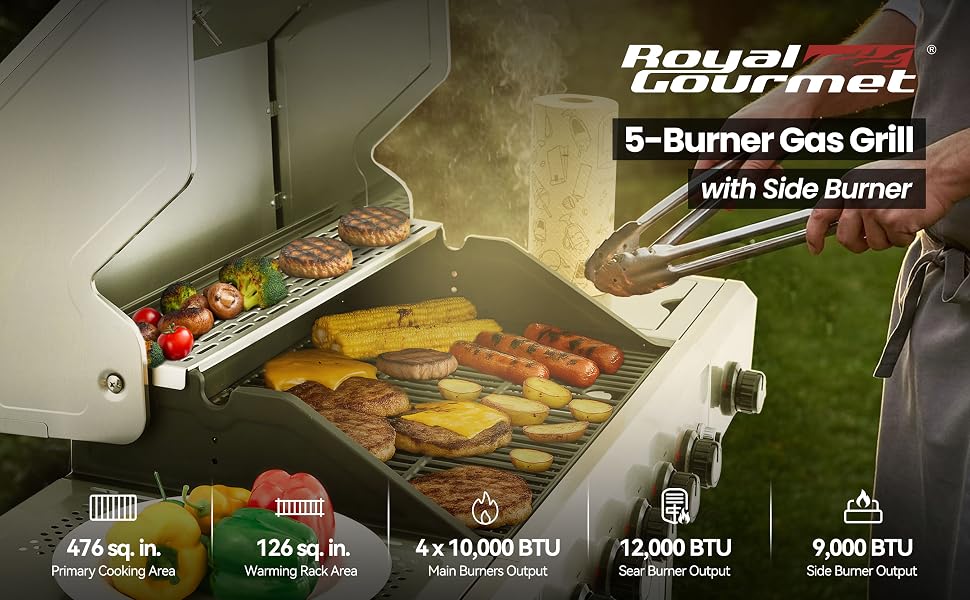 royal gourmet 5 burner propane gas grill GA5401T
