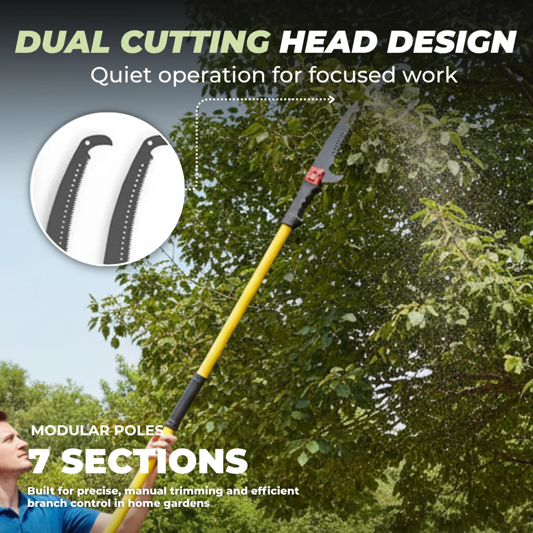 Extendable Tree Pole Saw and Pruner for High Branch Trimming Extendable Tree Pole Saw and Pruner for High Branch Trimming