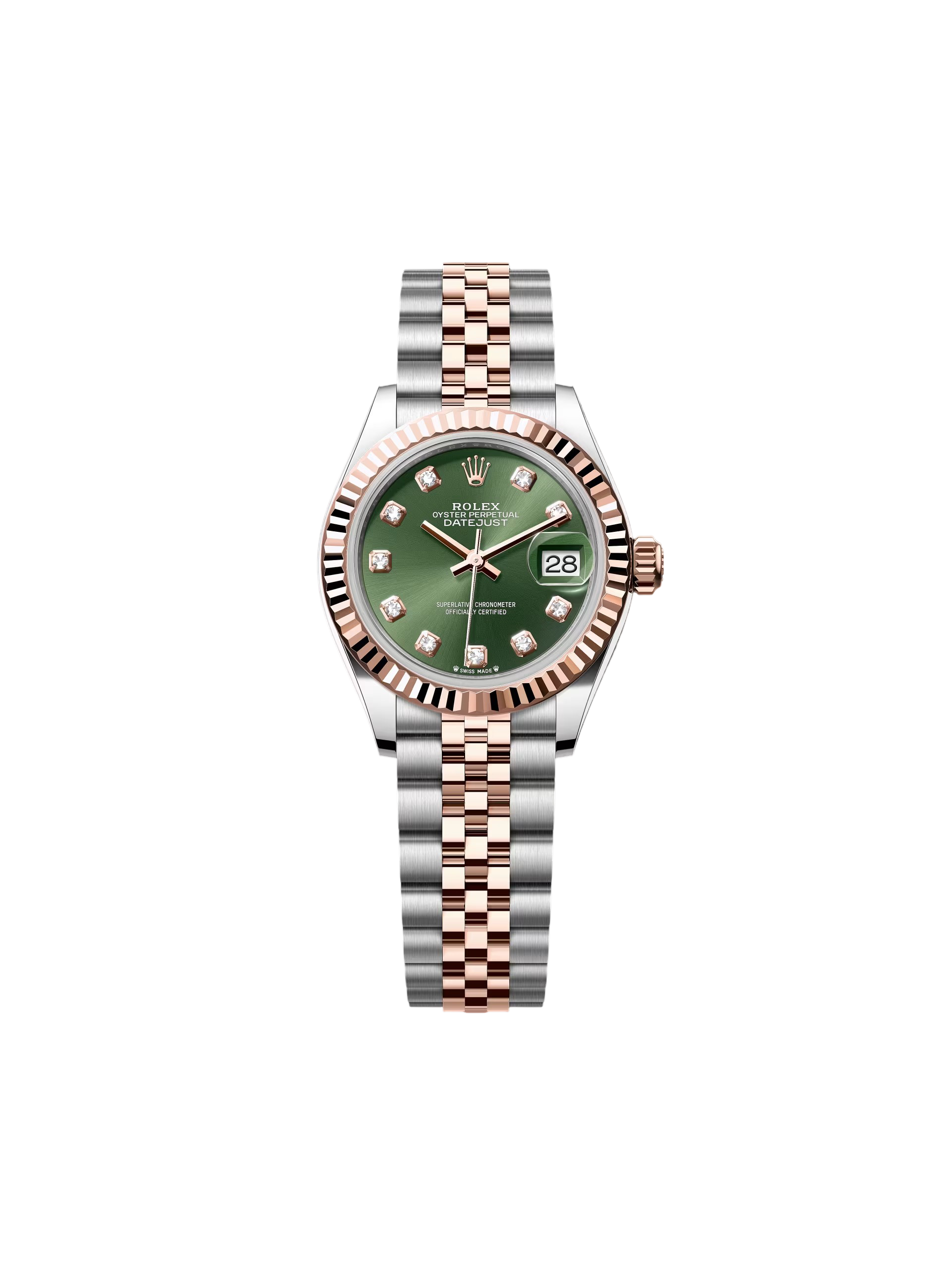 Rolex Lady-Datejust 28mm 279171 Green Diamond Oyster Stainless Steel and Rose Gold