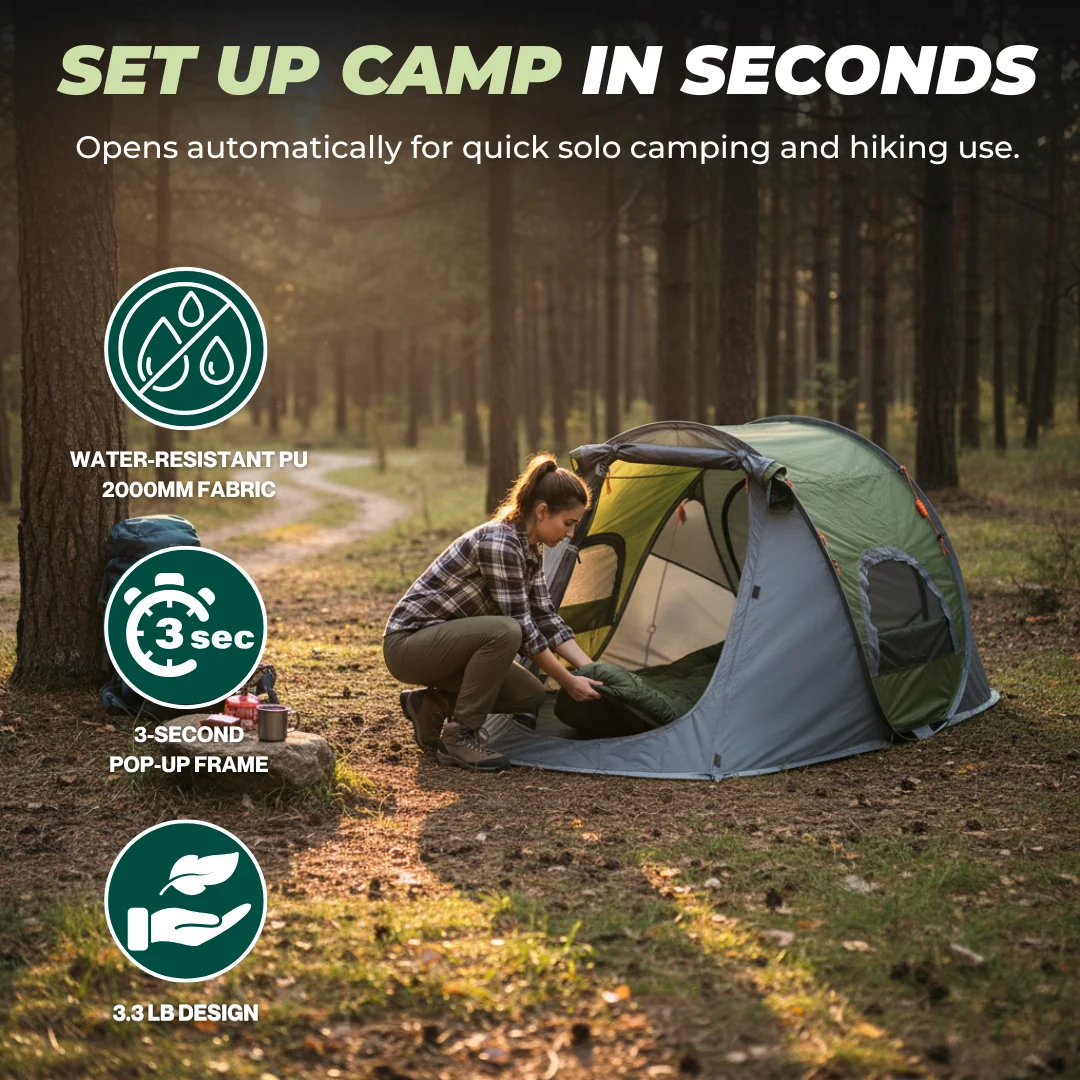 Single Person Pop-Up Camping Tent with Carry Case