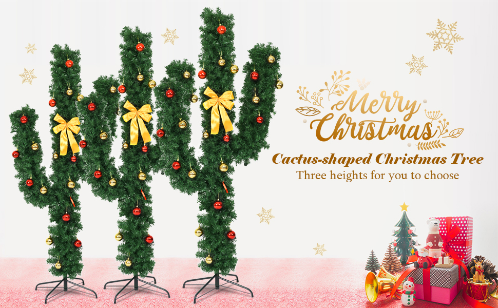 Pre-Lit Artificial Cactus Christmas Tree