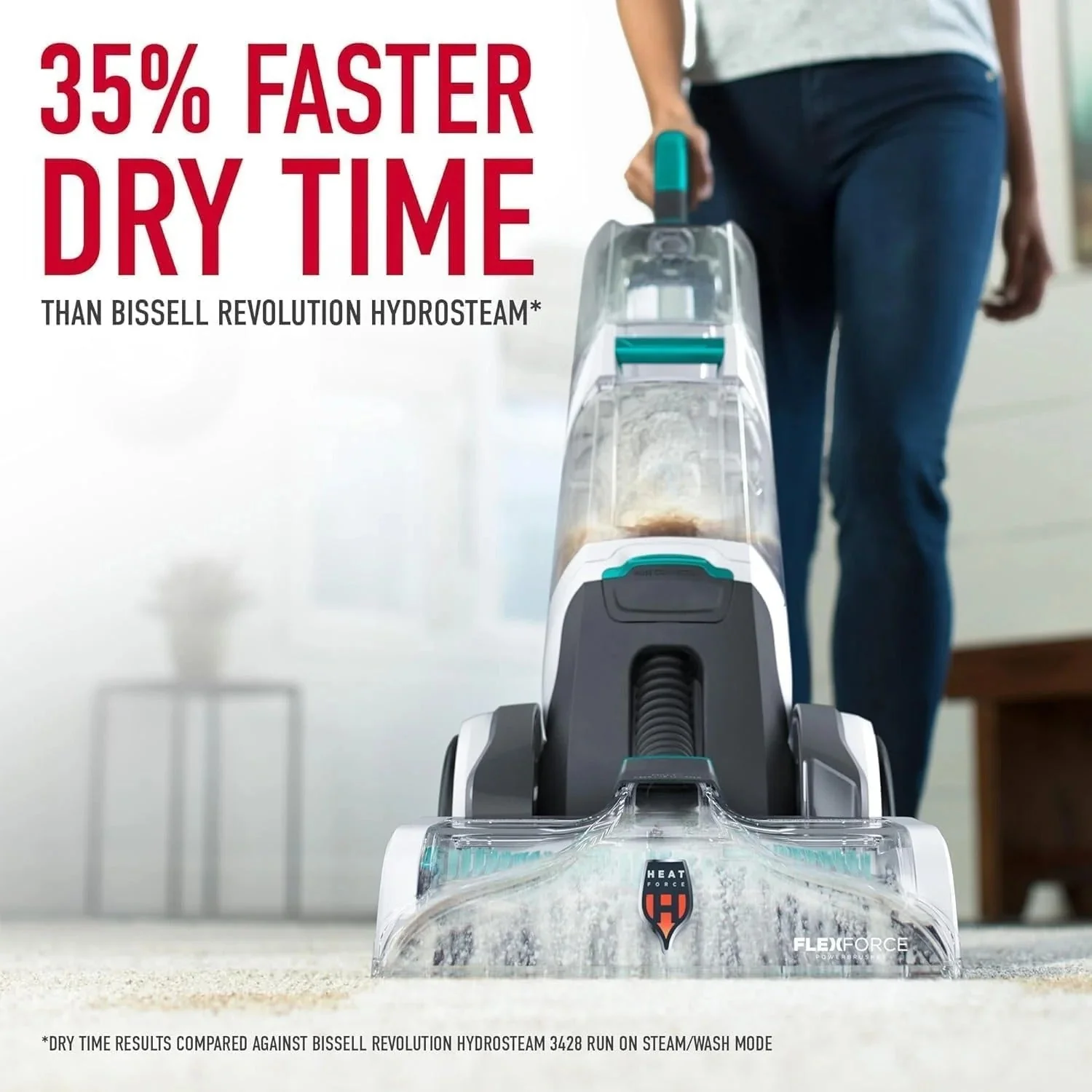 Hoover SmartWash+ Automatic Carpet Cleaner for Carpets and Upholstery, Deep Cleaning Carpet Shampoo, Carpet Deodorizer and Pet Stain Remover FH52000, Turquoise