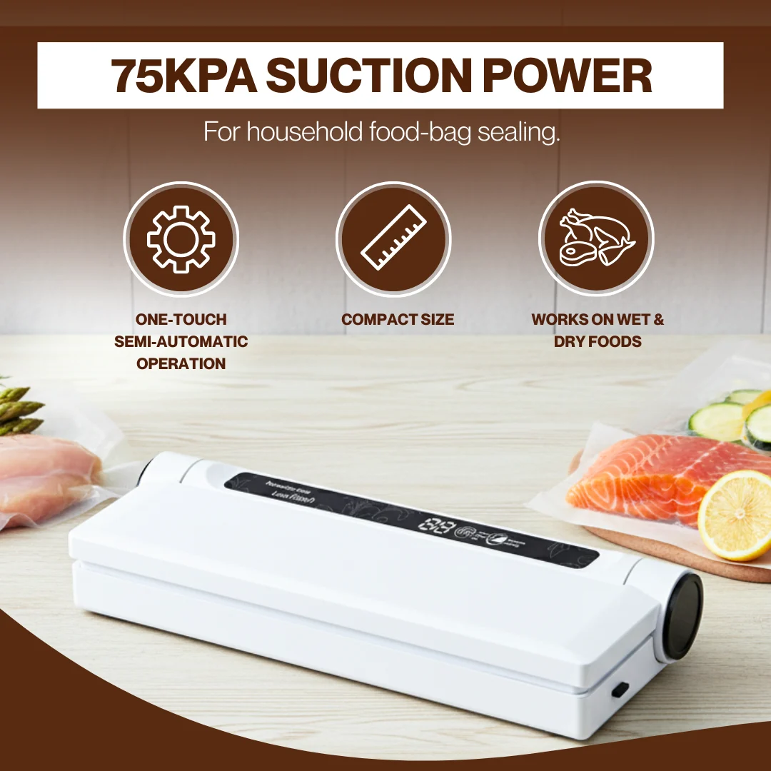 Compact Vacuum Sealer with Strong Suction & 20 Food Storage Bags Compact Vacuum Sealer with Strong Suction & 20 Food Storage Bags