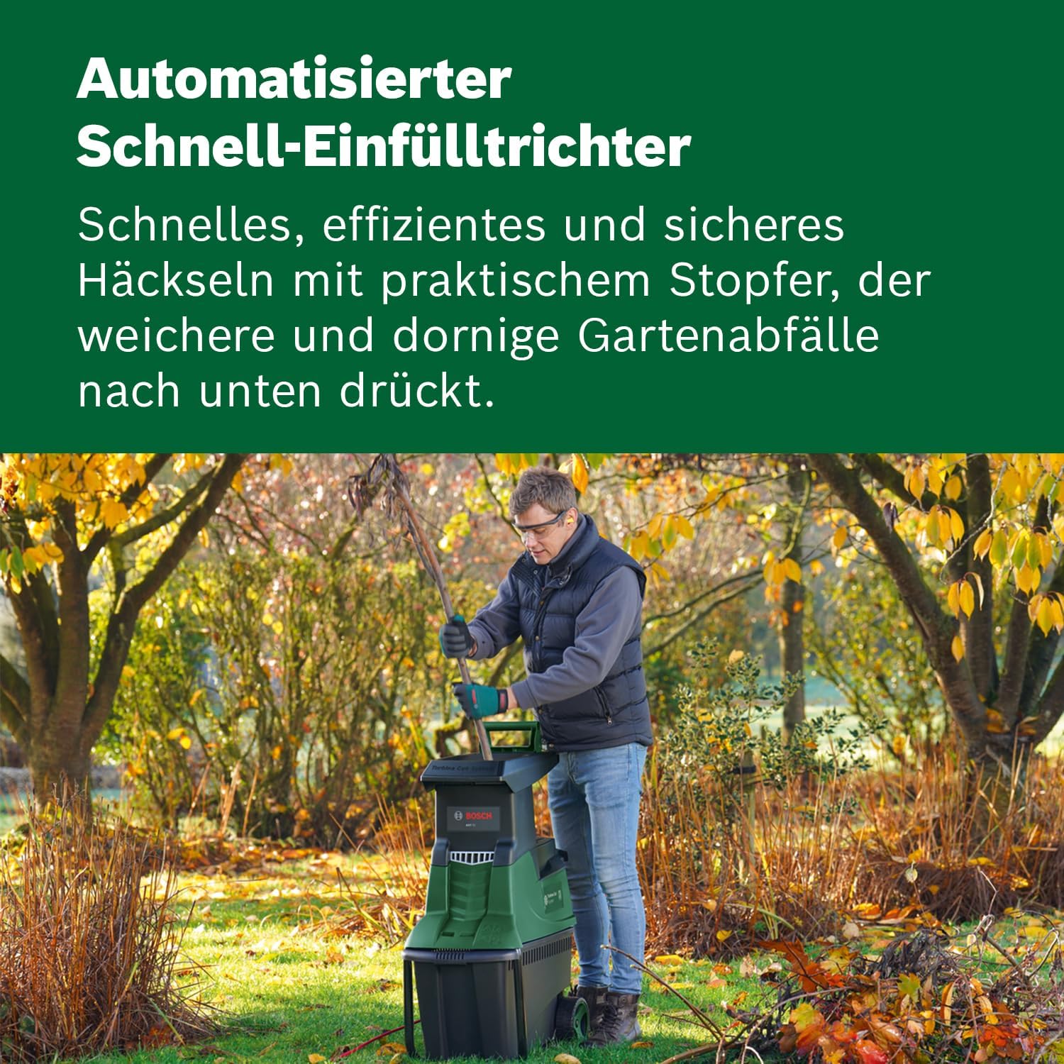 Bosch Turbinenhäcksler AXT 25 TC (2.500 W; geeignet für Holz und harte Gartenabfälle; inklusive Gartenhandschuhe; integrierte Fangbox 53 l; in Karton) –   Edition