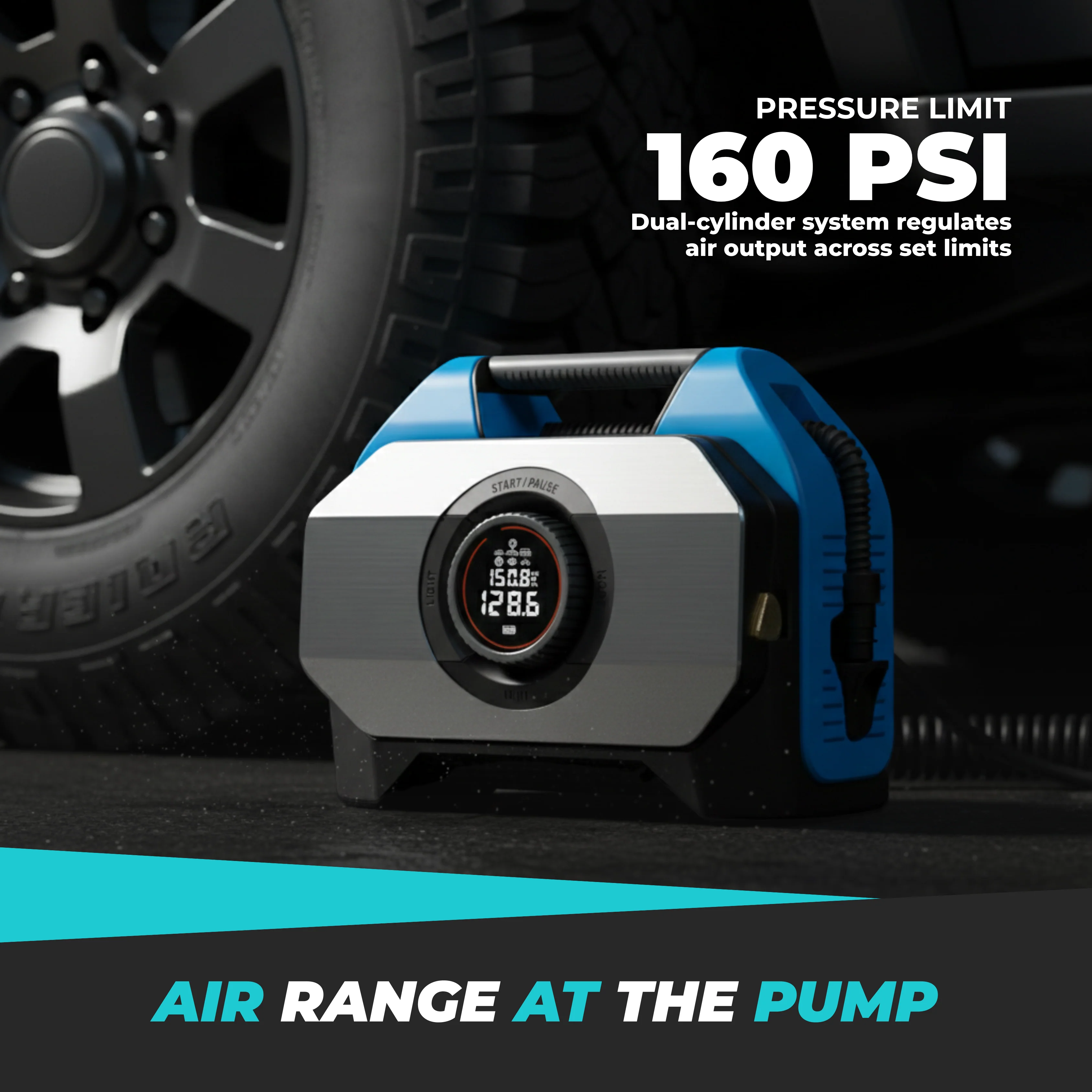 Cordless Tire Inflator Air Compressor Dual Cylinder 160 PSI Max Cordless Tire Inflator Air Compressor Dual Cylinder 160 PSI Max