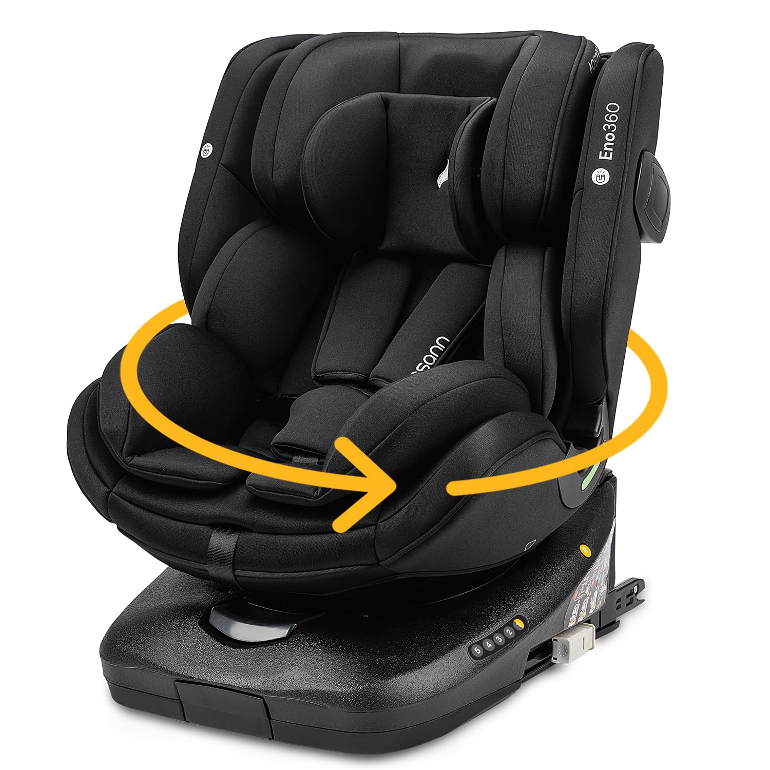 Osann Eno360 i-Size, drehbarer Kindersitz 40-150 cm, Reboarder mit Isofix, Baby Autositz – Dark Grey Melange