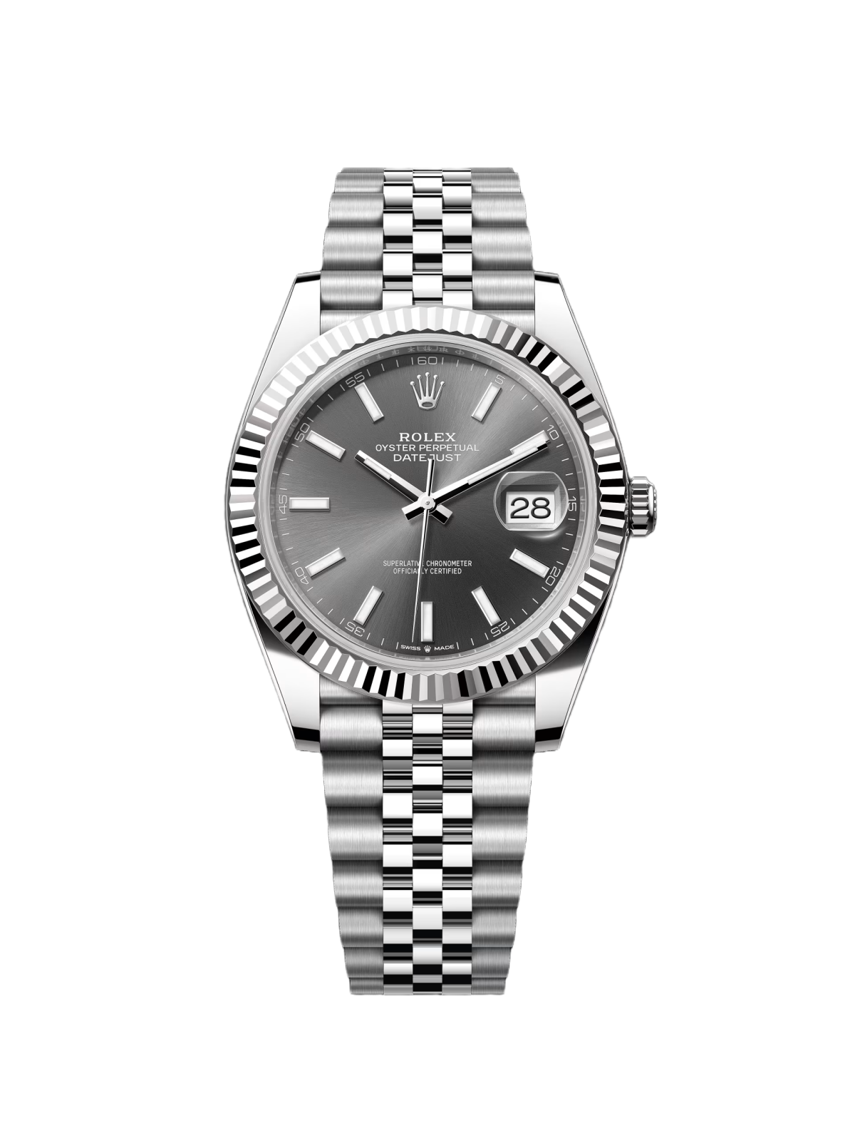 Rolex Datejust 41mm 126334 Dark Rhodium Index Jubilee Stainless Steel