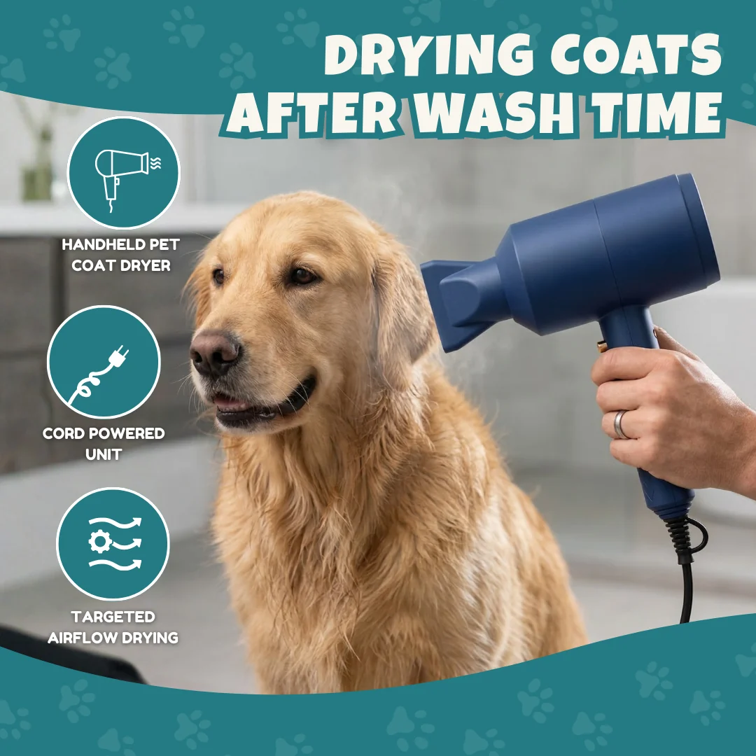 Dog and Cat Grooming Hair Dryer with Adjustable Heat and Airflow