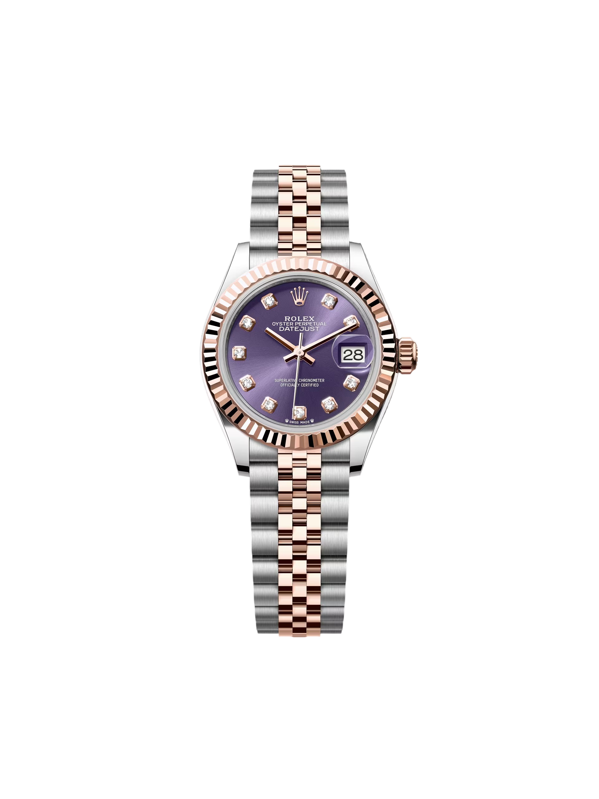 Rolex Lady-Datejust 28mm 279171 Aubergine Diamond Oyster Stainless Steel and Rose Gold