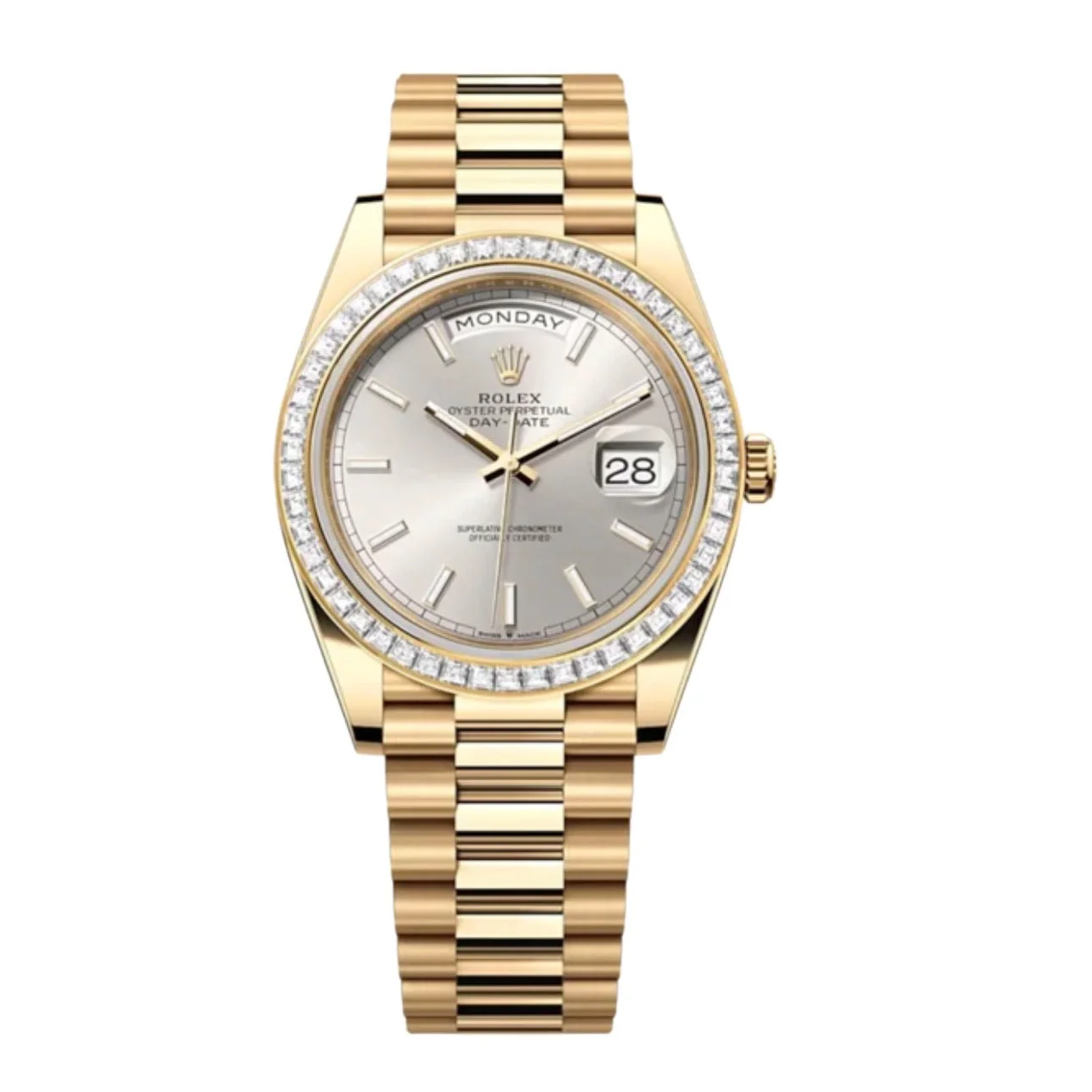 Superclone Rolex Day-Date 40 mm Silver Dial 228398TBR