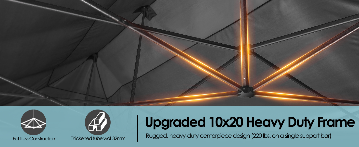 Heavy duty 10x20 commercial pop up canopy with 6 sidewalls