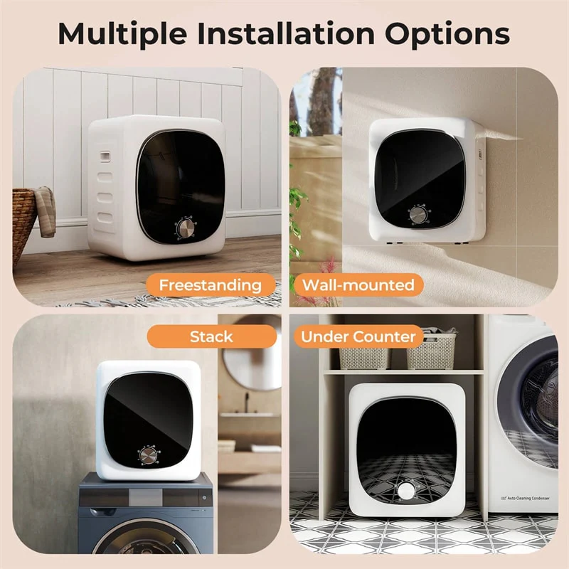 Electric 1.5 cu.ft Portable Clothes Dryer 800W Electric Compact Vented Tumble Dryer for Apartment
