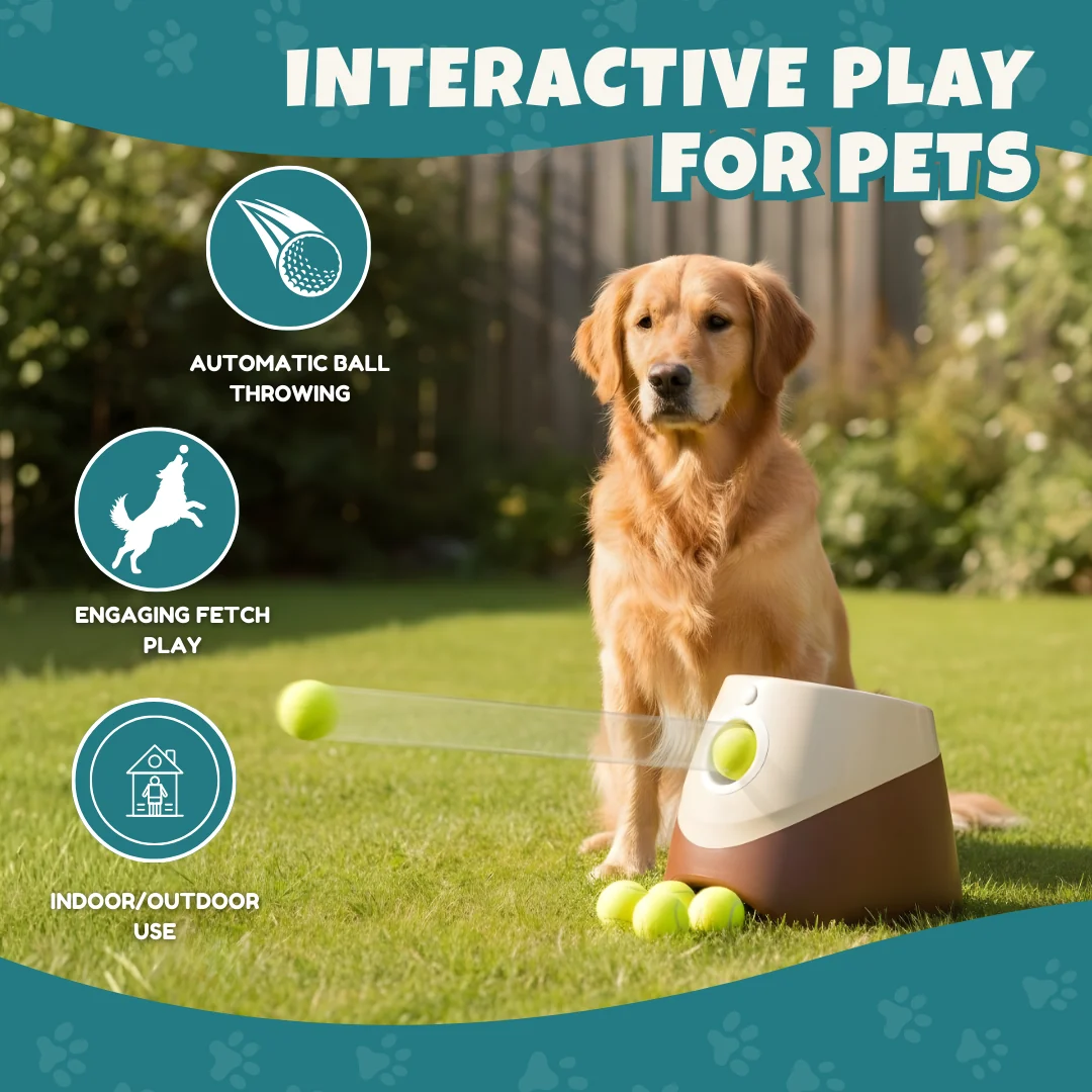 Automatic Dog & Cat Ball Launcher, Interactive Fetch Toy Machine Automatic Dog & Cat Ball Launcher, Interactive Fetch Toy Machine