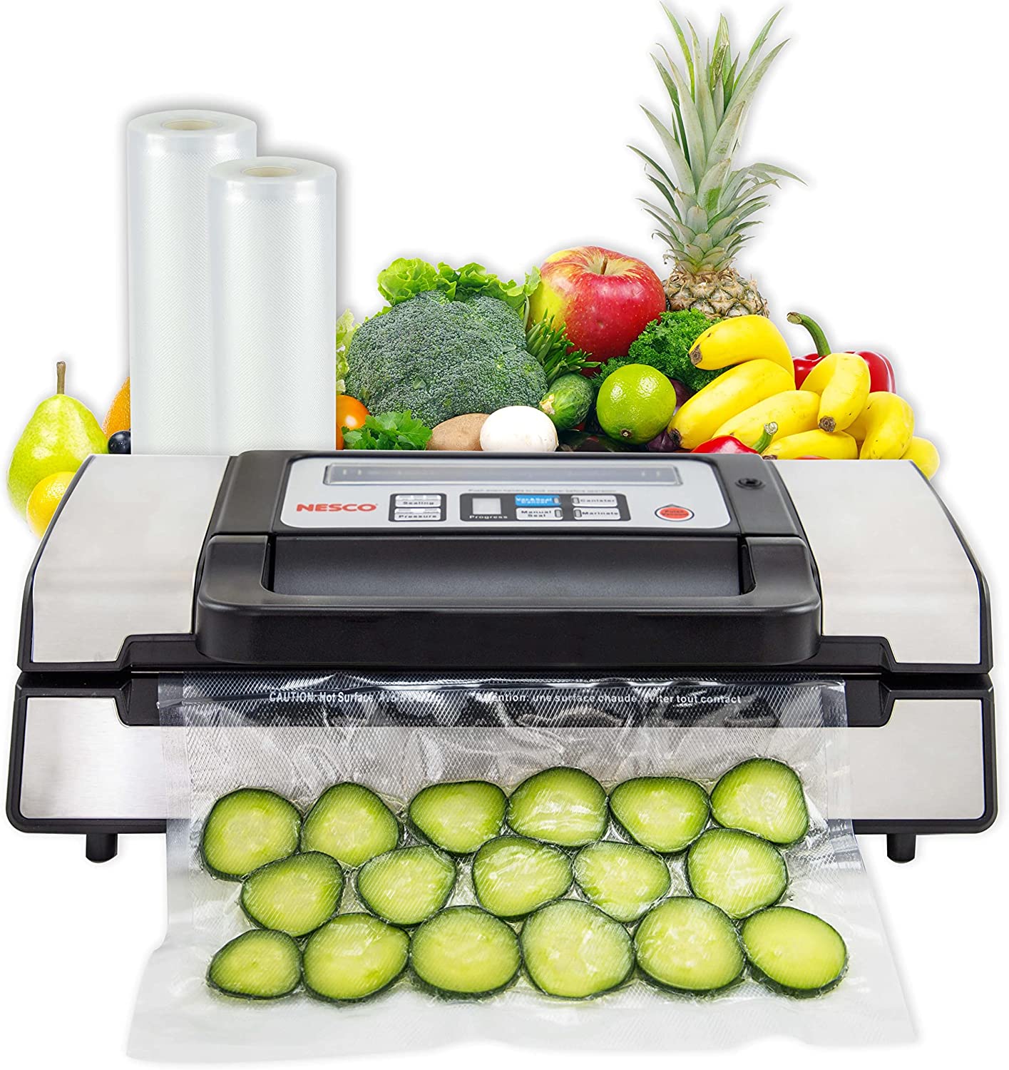 Nesco Deluxe Food VS-12 Vacuum Sealer 130 Watts Kit Bags & Viewing Lid