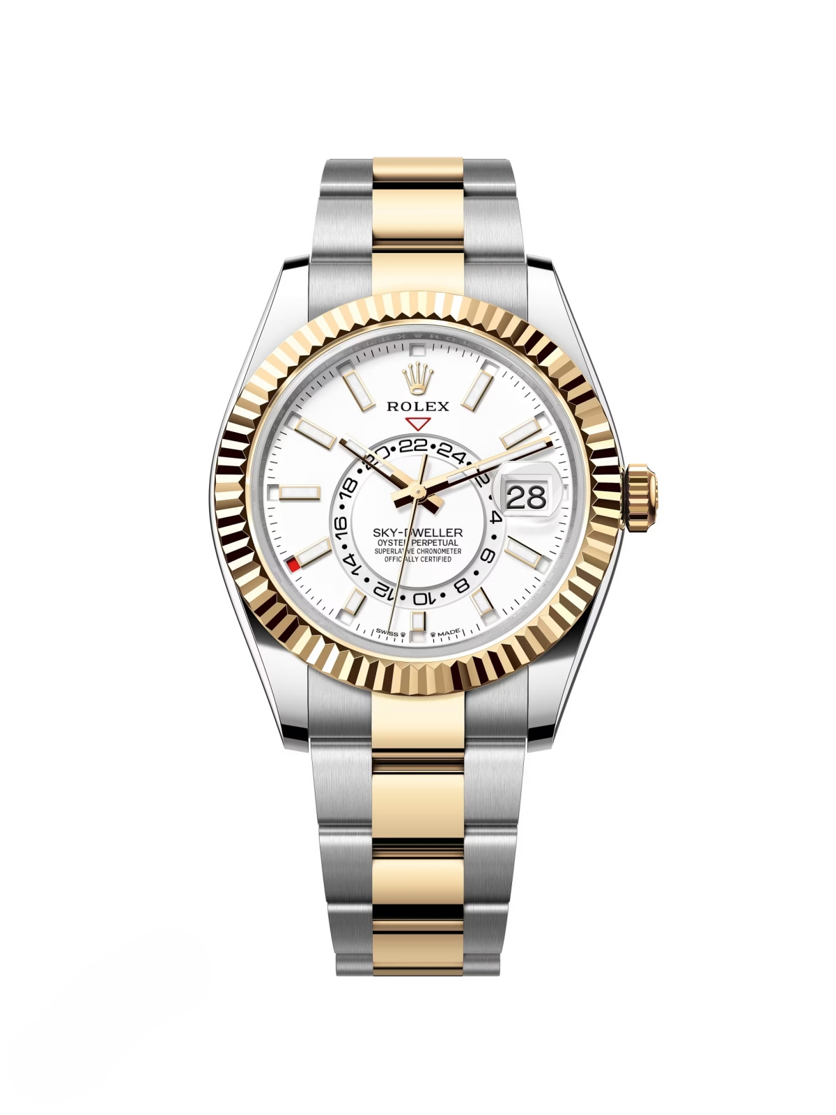 Rolex Sky-Dweller 42mm 336933-0005/0006 Two-Tone Yellow Gold White Dial Oyster