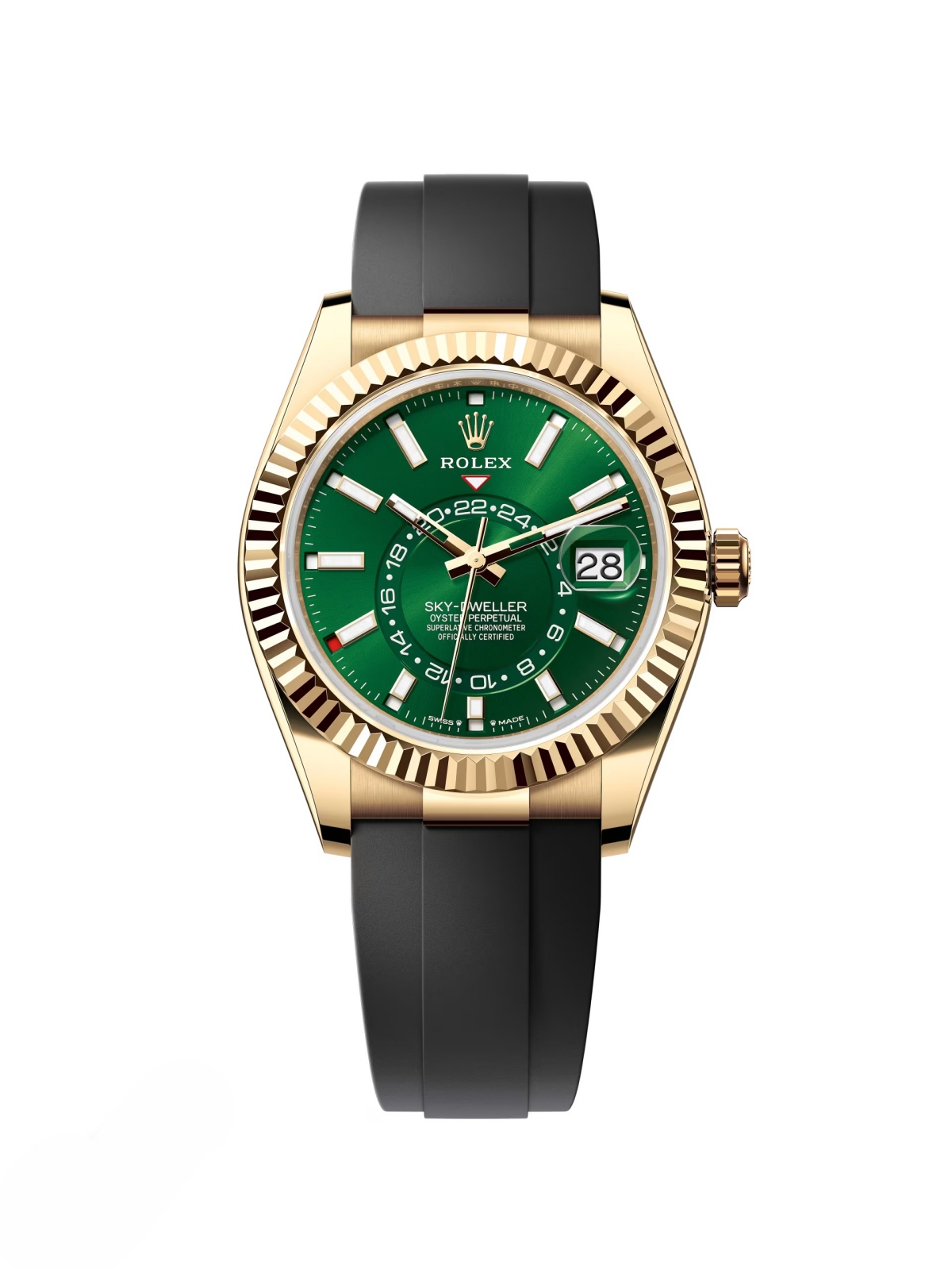 Rolex Sky-Dweller 42mm Yellow Gold Bright Green Dial Oysterflex - 336238 - New 2025 Release