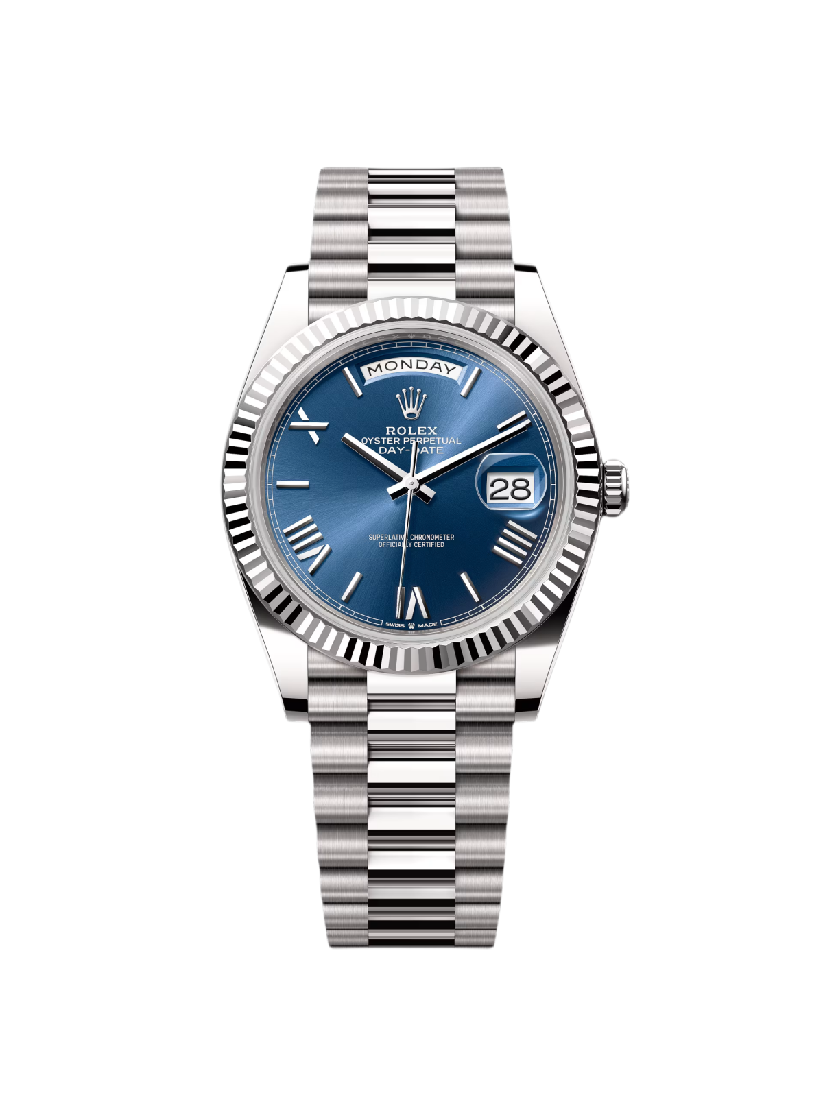 Rolex Day-Date "President" 40mm White Gold Blue Roman Dial - 228239