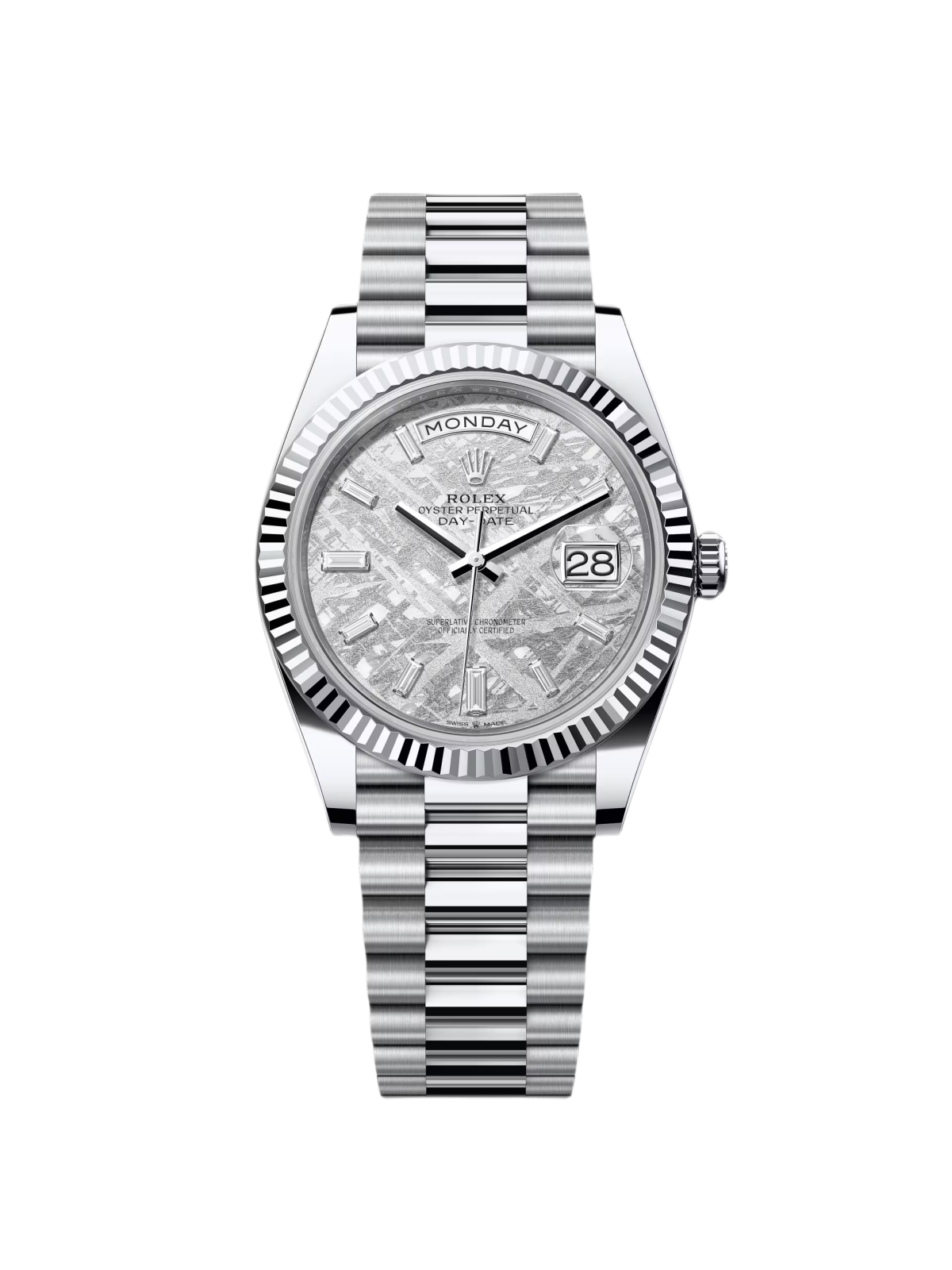 Rolex Day-Date "President" 40mm Platinum Meteorite Diamond Baguette Dial - 228236