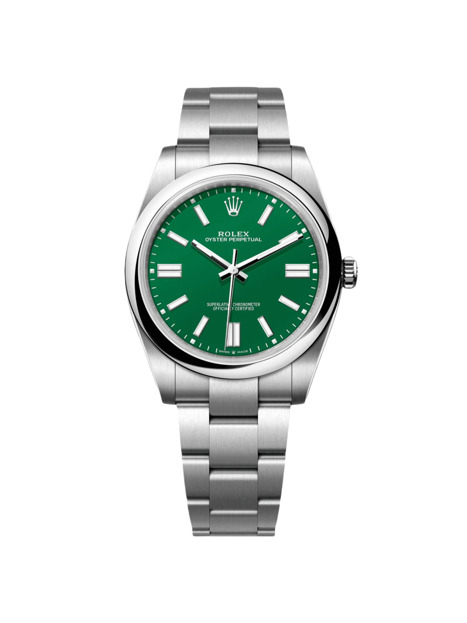 Rolex Oyster Perpetual 41mm 124300-0005 Green Index Dial & Smooth Bezel Oyster Bracelet Men’s Watch