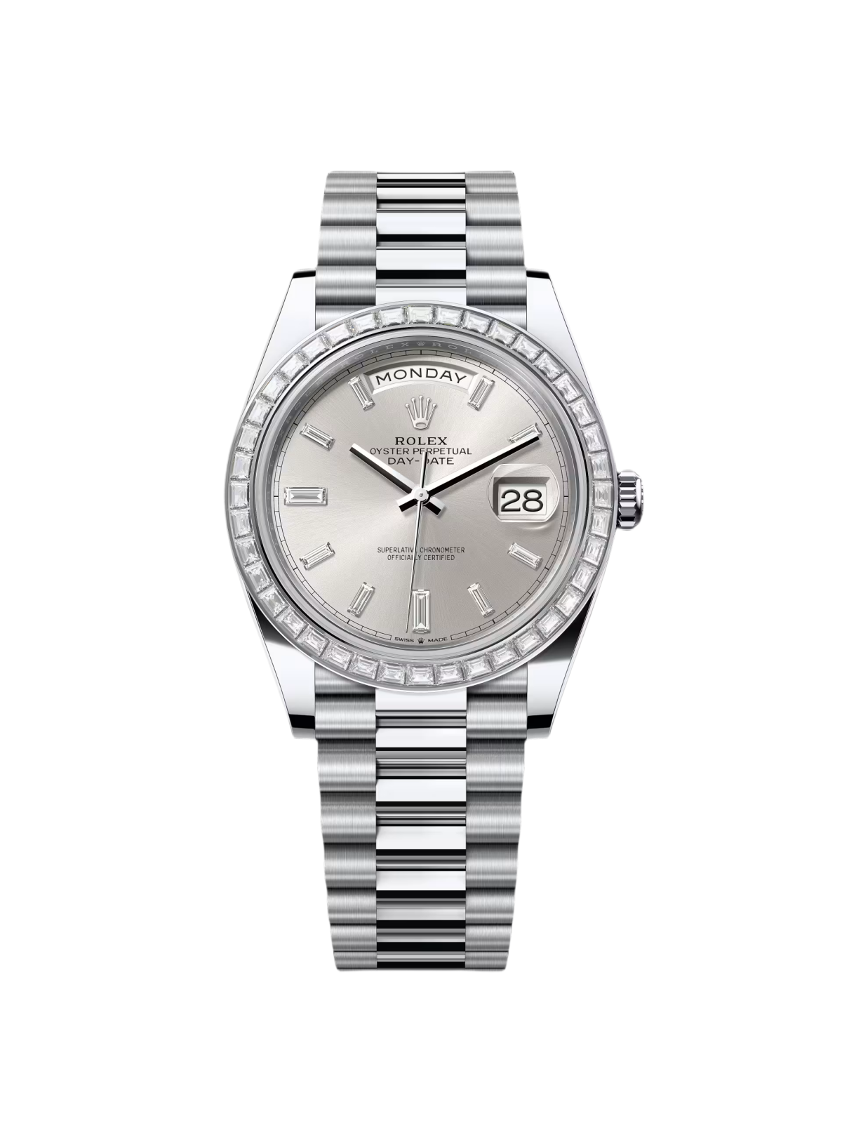 Rolex Day-Date 40mm 228396TBR-0011 Silver Diamonds Dial