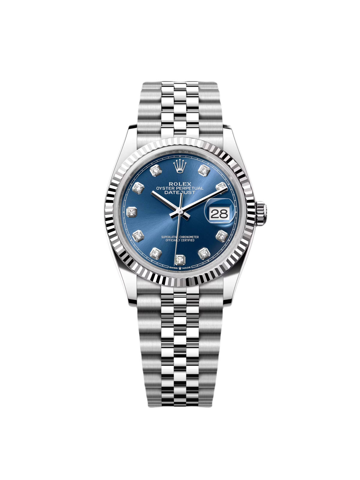 Rolex Datejust 36mm 126234 Blue Diamond Dial Stainless Steel Jubilee Mens Watch