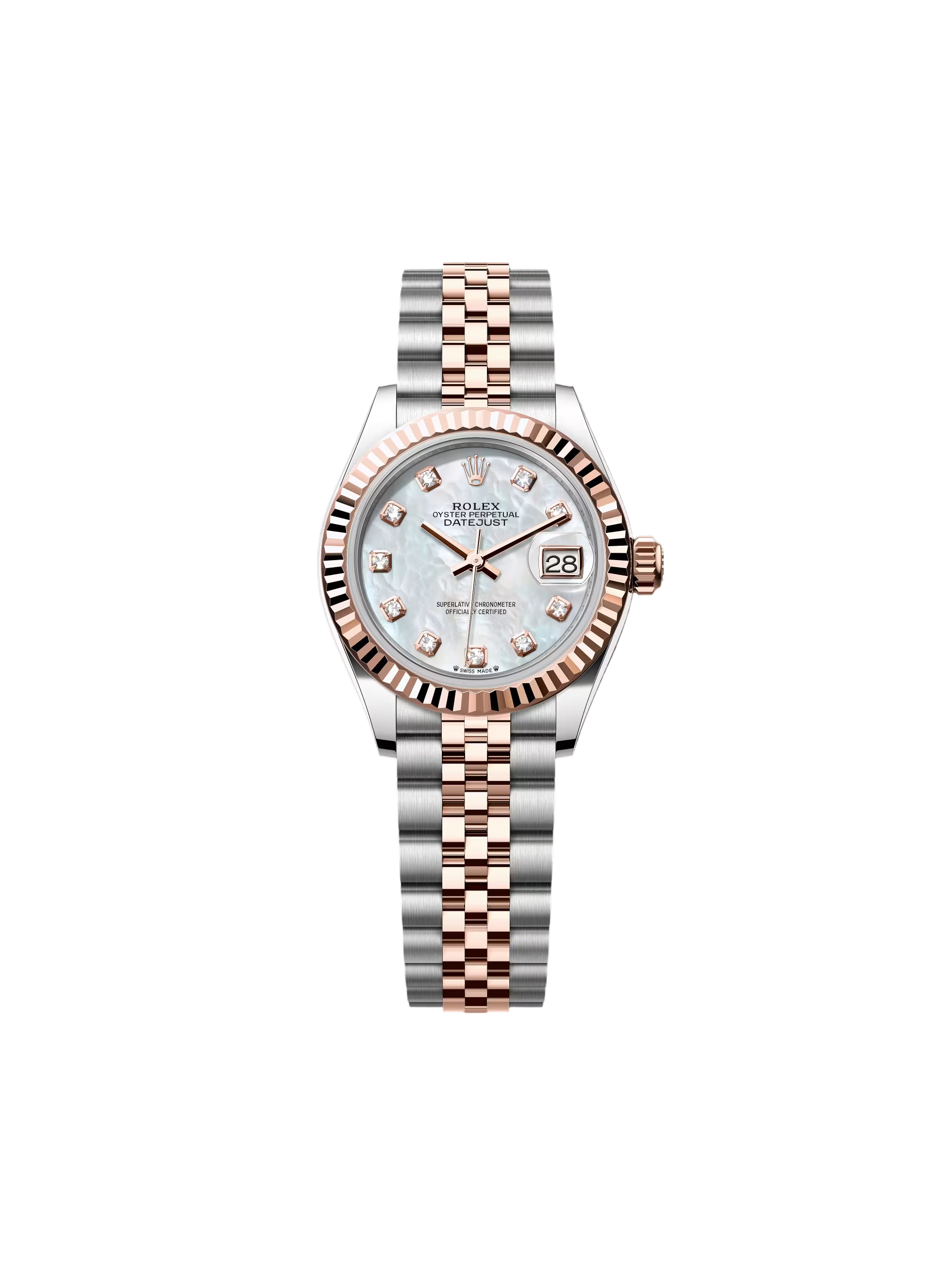 Rolex Lady-Datejust 28mm 279171 White Mother Of Pearl Diamond Oyster Stainless Steel and Rose Gold