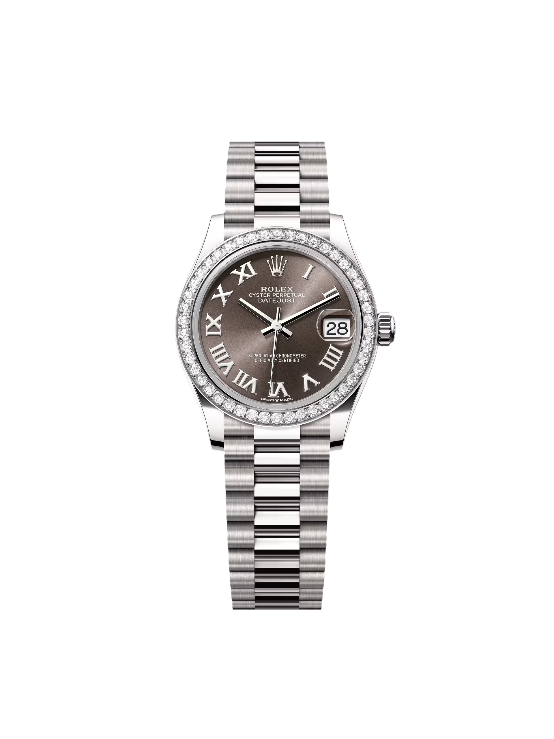 Rolex Datejust m278289RBR-0017 Dark Grey Dial White Gold President Watch