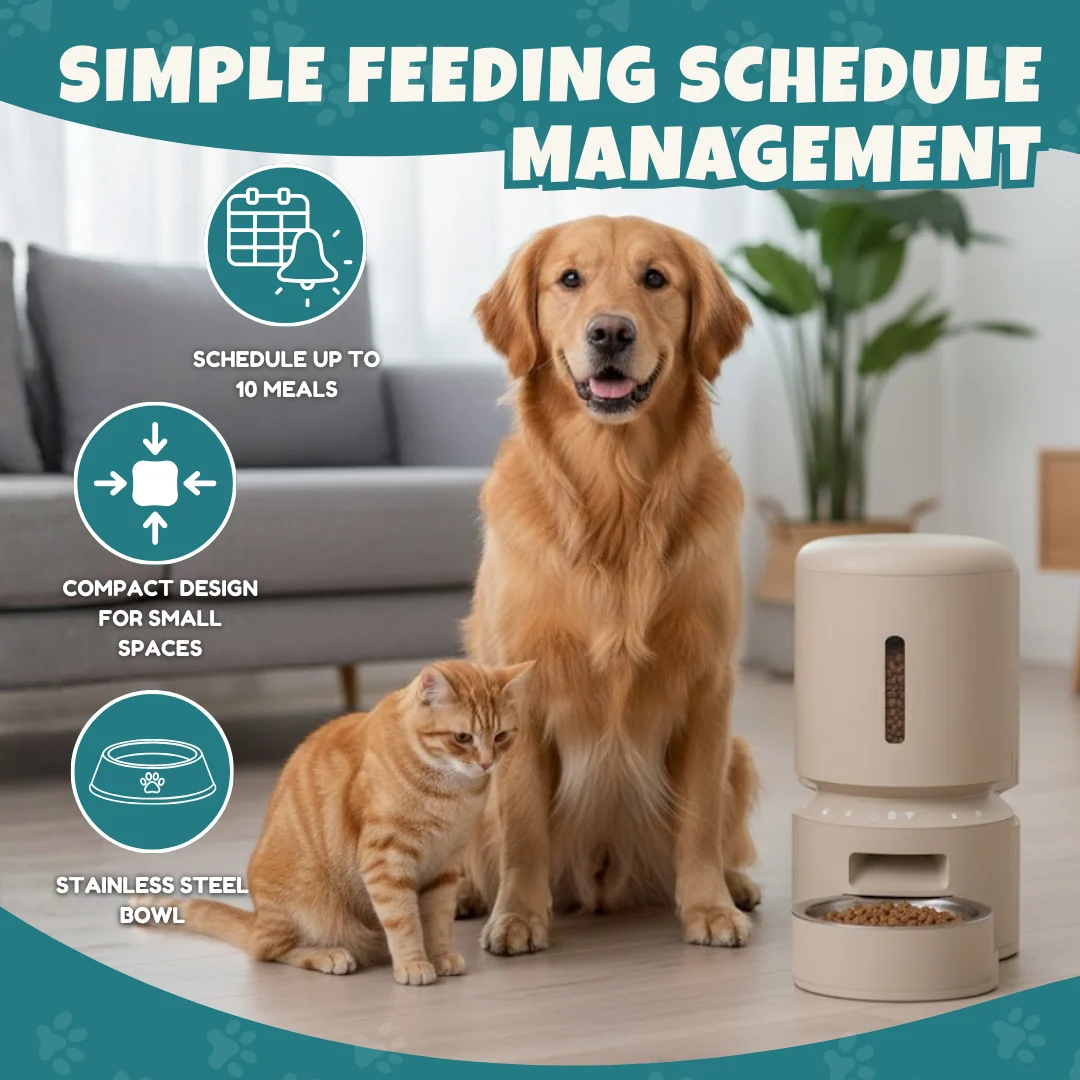 Automatic Cat & Dog Feeder 5L with Wi-Fi, Timed Feeding, Voice Recorder