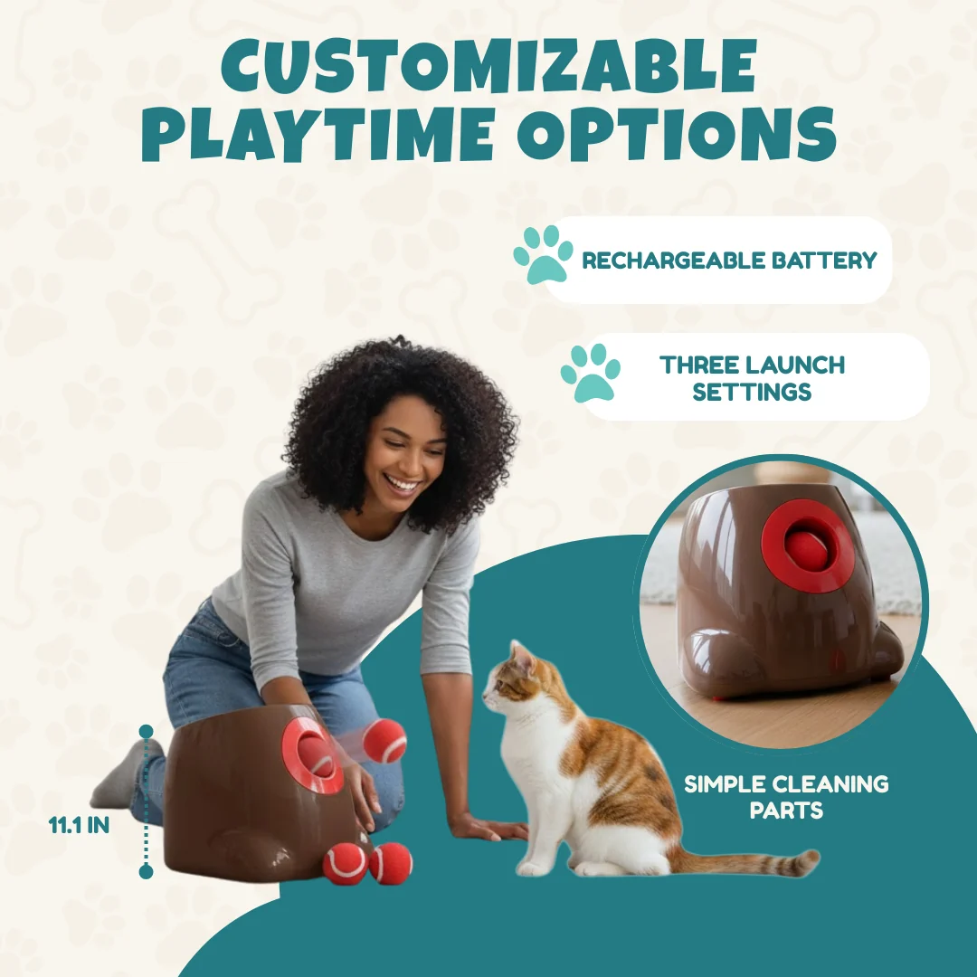 Automatic Ball Launcher for Pets, Interactive Fetch Toy Machine Automatic Ball Launcher for Pets, Interactive Fetch Toy Machine