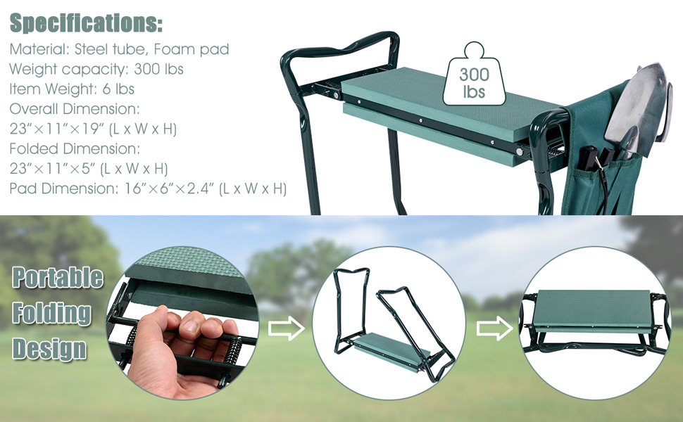 Garden Kneeler Seat Foldable Outdoor Gardening Stool Bench
