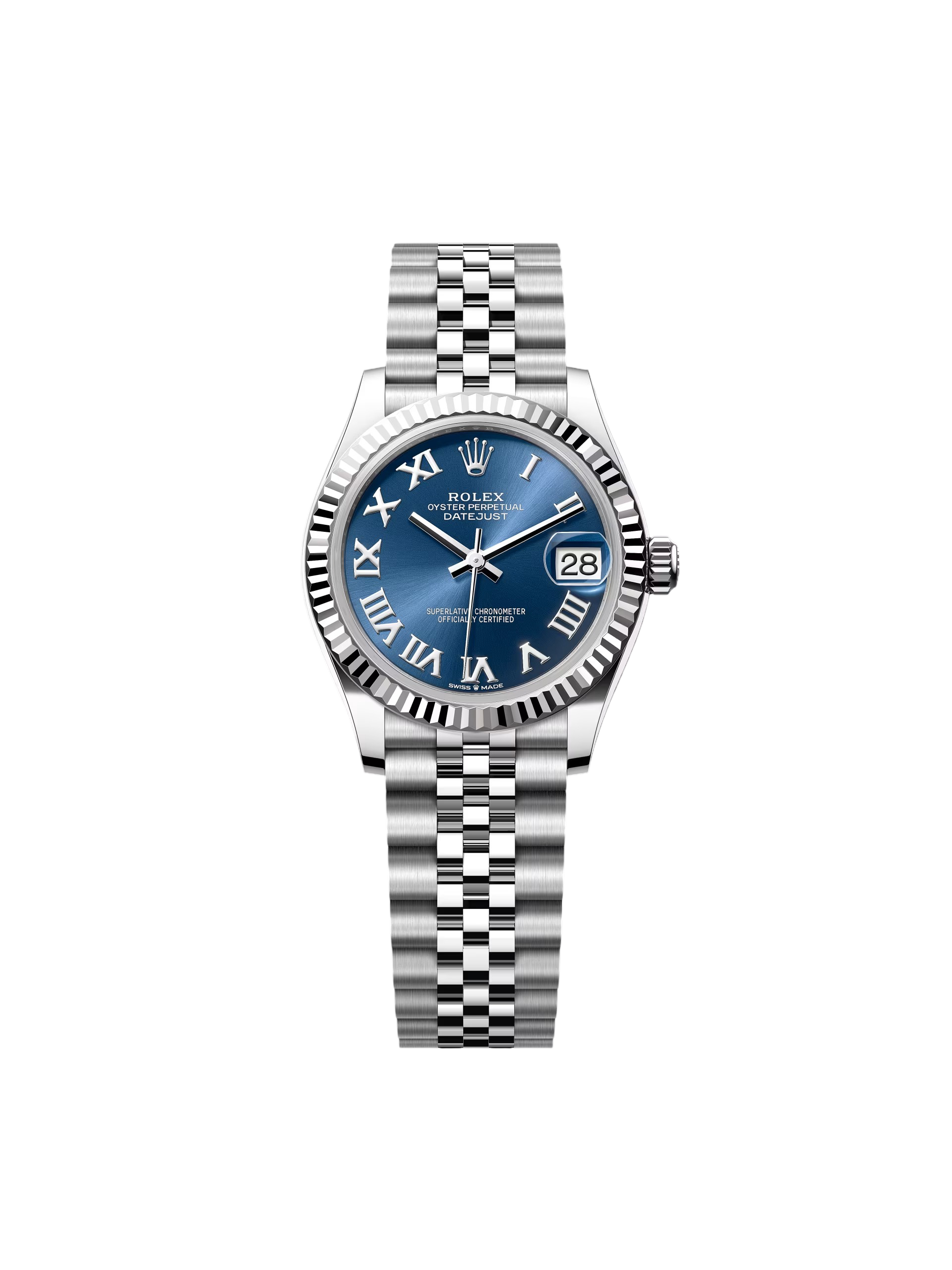 Rolex Datejust m278274-0033/0034 Bright Blue Dial 31mm Fluted Bezel Oyster Bracelet