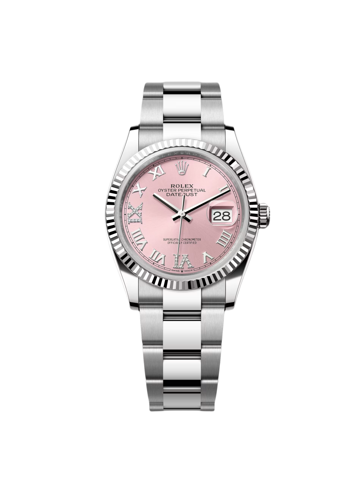 Rolex Datejust 36mm 126234 Pink Roman Dial Oyster Stainless Steel