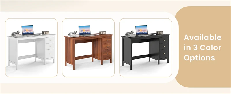 Eletriclife Computer Desk with 3 Storage Drawers, 48" Modern Home Office Desk Writing Workstation for Bedroom