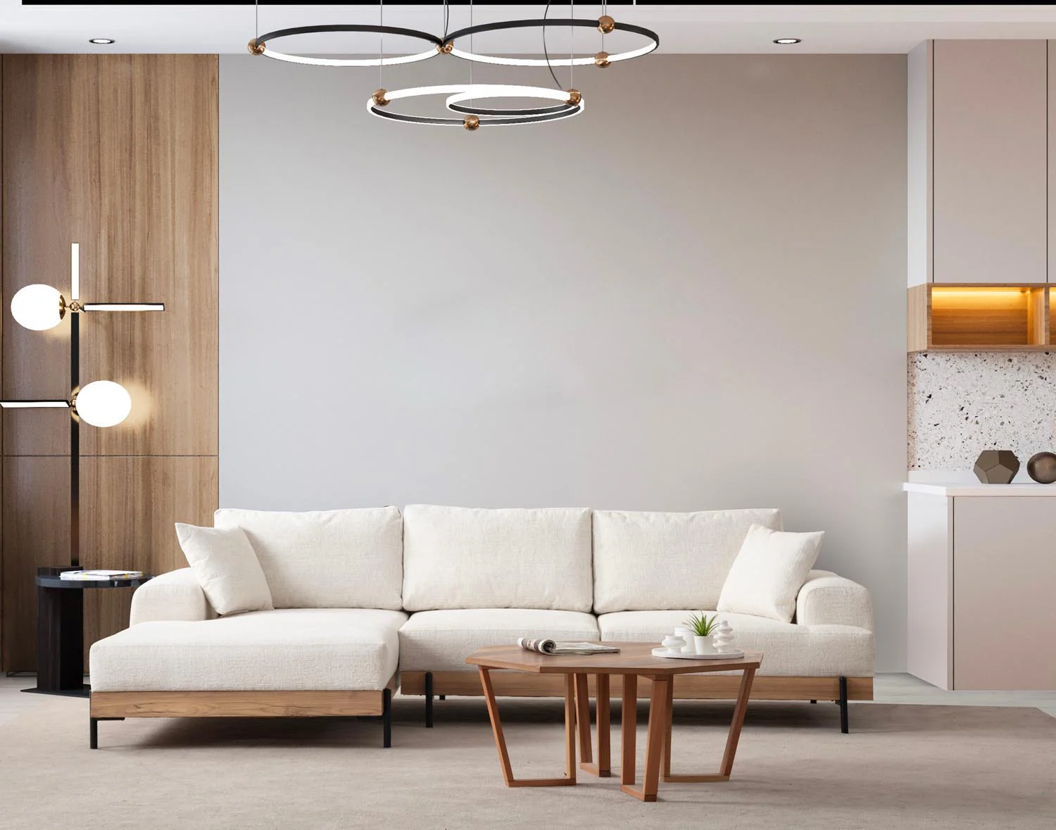 Eti Oak Left Ecksofa - Weiss