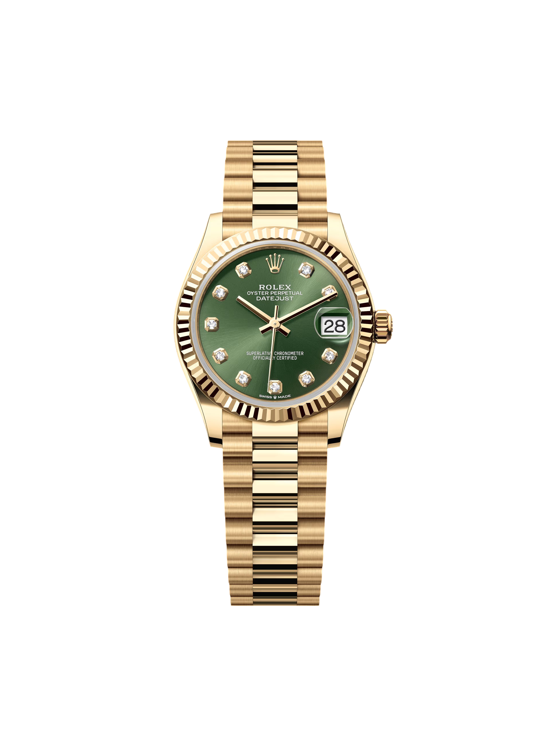 Rolex Datejust m278278-0011 Olive Green 31mm Dial President Bracelet Watch