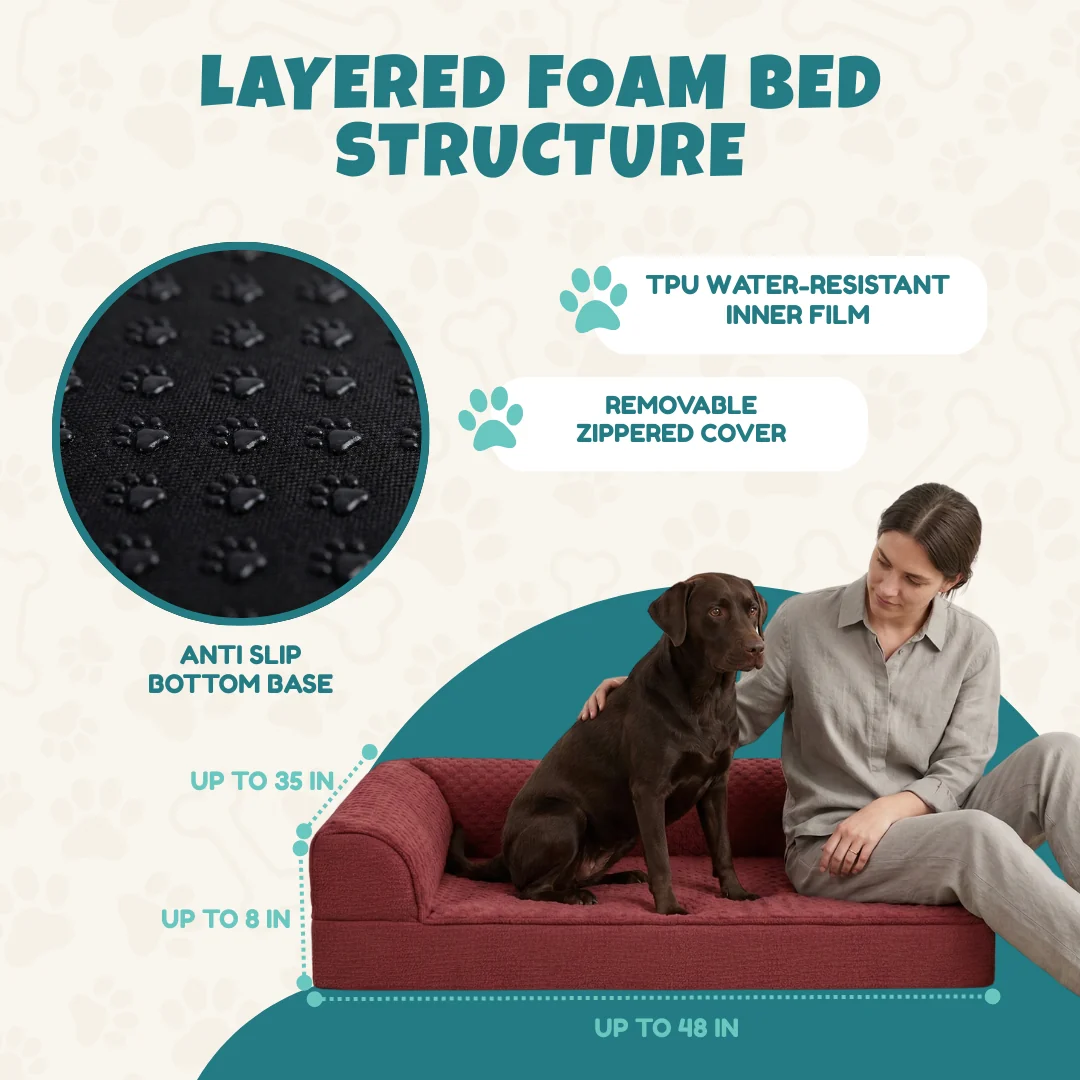 Memory Foam Pet Bed with L-Shaped Bolster and Removable Cover Memory Foam Pet Bed with L-Shaped Bolster and Removable Cover