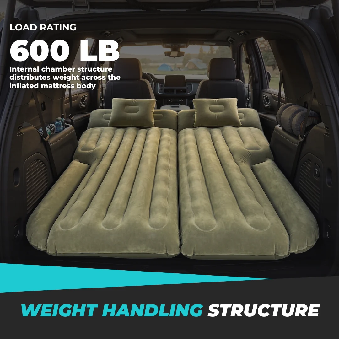 SUV Inflatable Car Bed Mattress with 12V Air Pump, 600 lb Load Rating SUV Inflatable Car Bed Mattress with 12V Air Pump, 600 lb Load Rating
