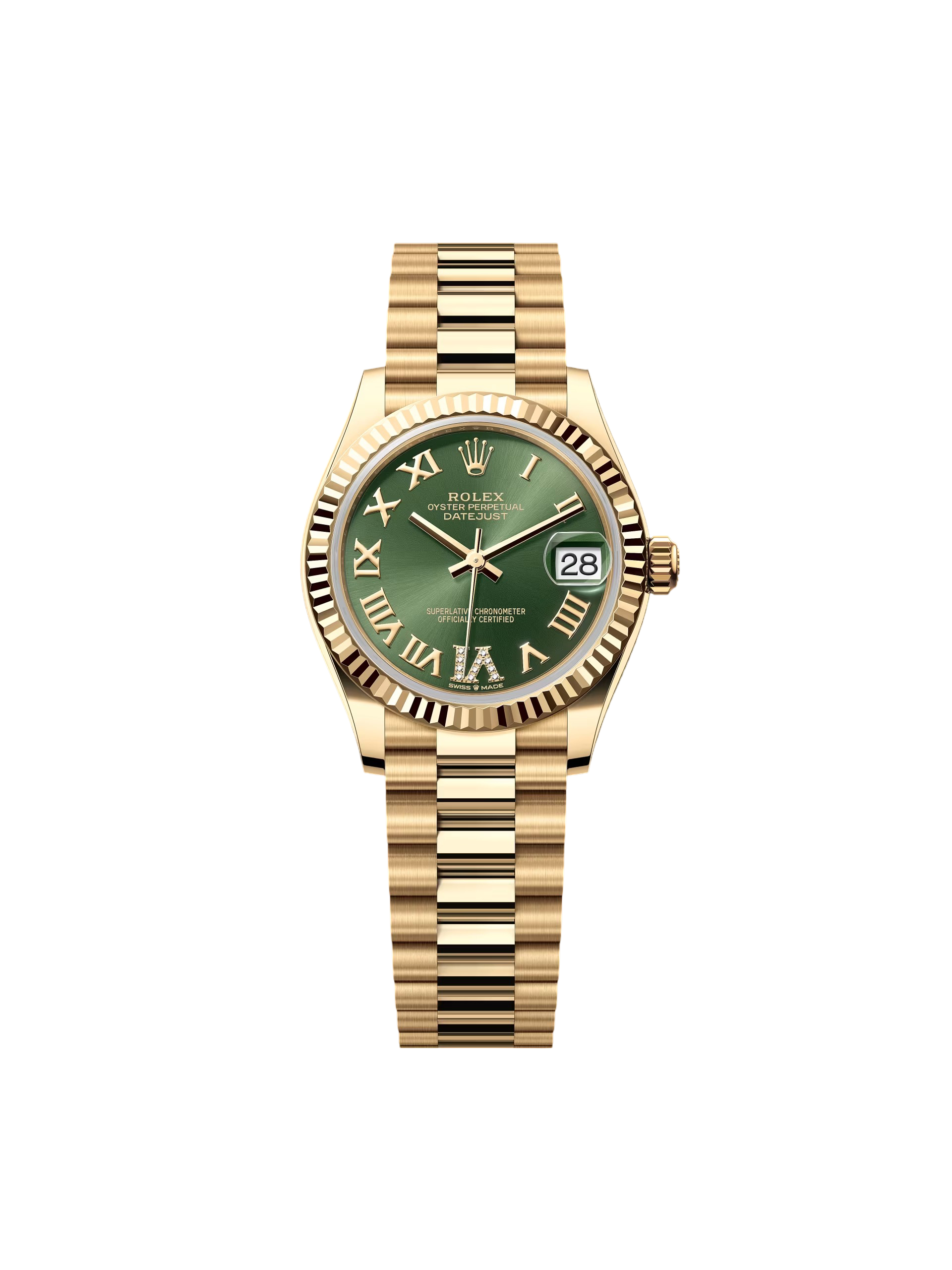 Rolex Datejust m278278-0030 Olive Green 31mm Dial President Bracelet Watch