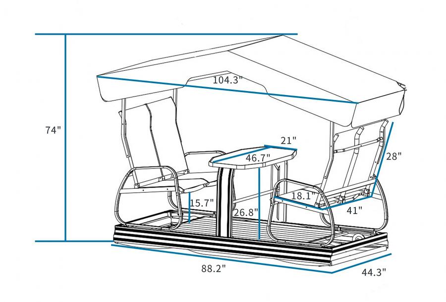 Glider Double Chairs With Table - Double bench and table swinging gazebo set Glider Double Chairs With Table - Double bench and table swinging gazebo set