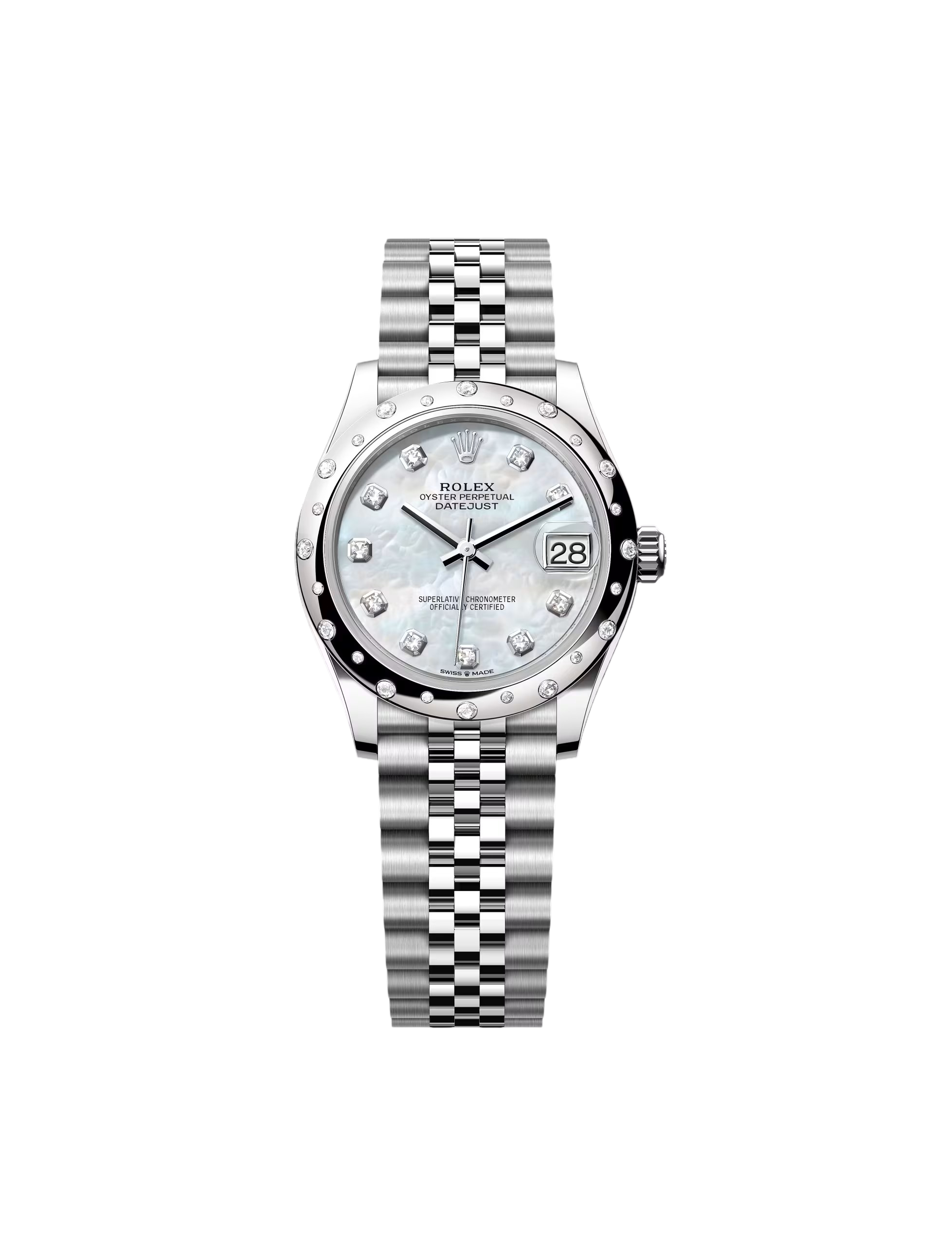 Rolex Datejust m278344-0005/0006 Mother-of-Pearl Dial 31mm Domed Diamond Oyster Watch