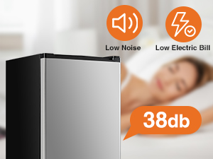 The low-noise fridge operates at 38dB.