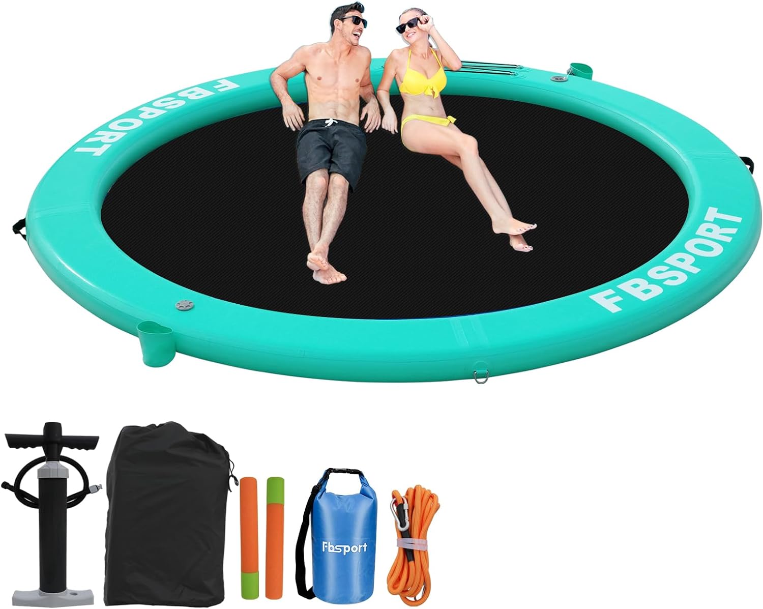 Inflatable Dock Floating Platform 8ft Inflatable Water Hammock Floating Deck for Lake W/Cupholder Round Floating Ring Float Ring Pool Float Raft Lounger Island Platform Pad